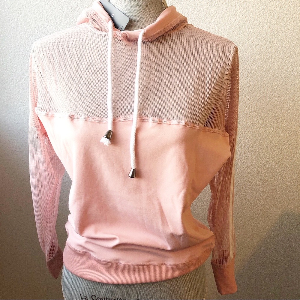 Athletic Bundle — Pink Mesh Hoodie/Black Leggings